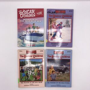 The Boxcar Children Paperback Mystery Books Lot of 4 Various Titles Have Writing